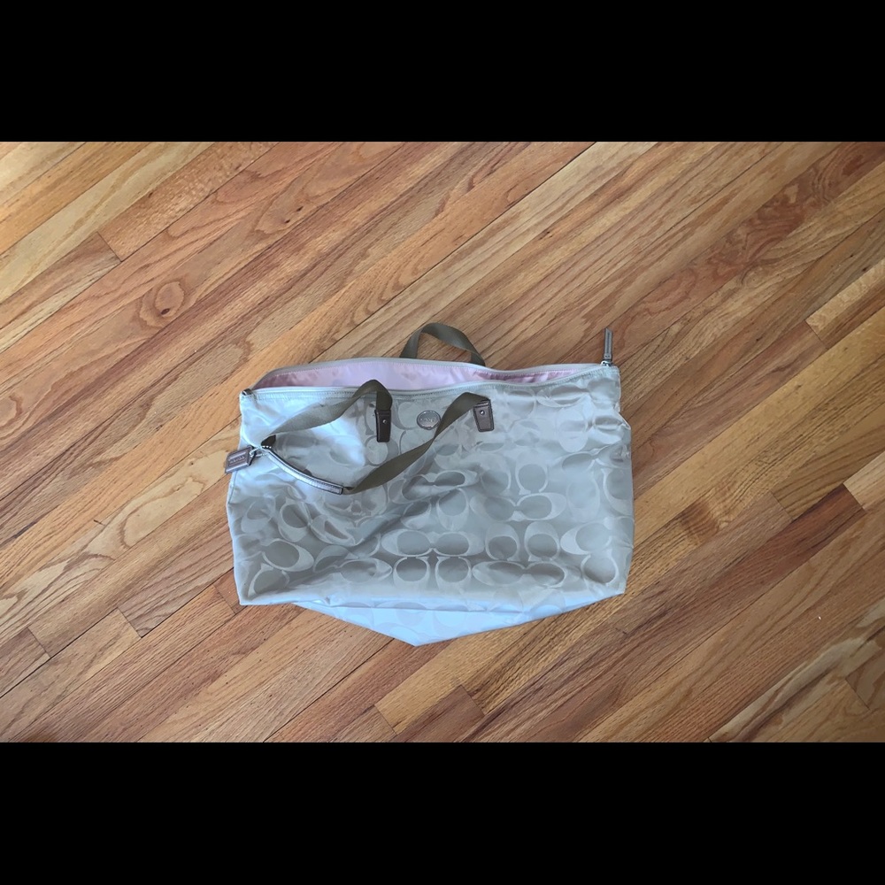 Coach duffle bag “C” design -tan on tan print
